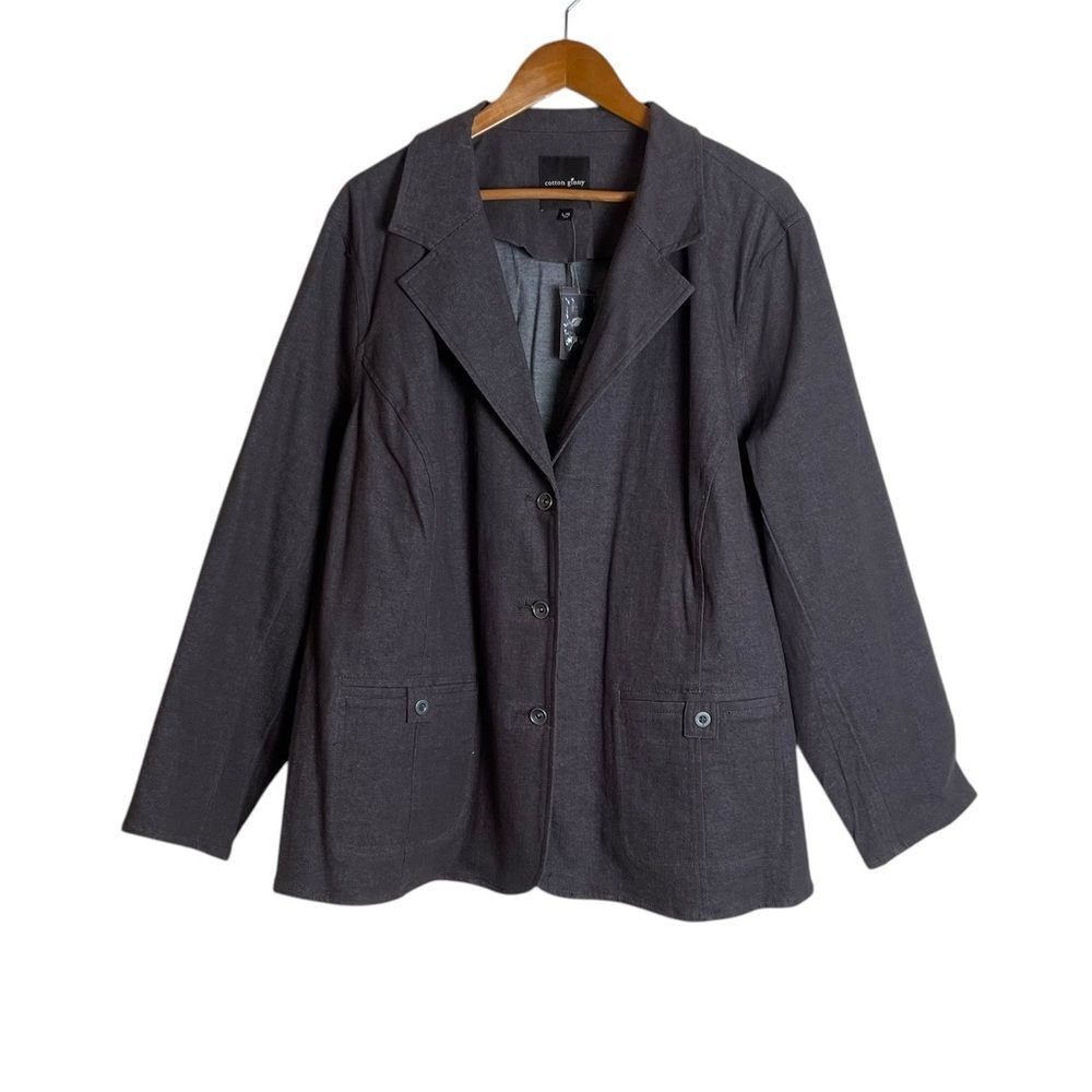 NWT! Cotton Ginny brown denim like coat